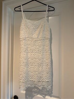 Hollister Lace Slip Dress in White - Sleeveless Crochet Sheath